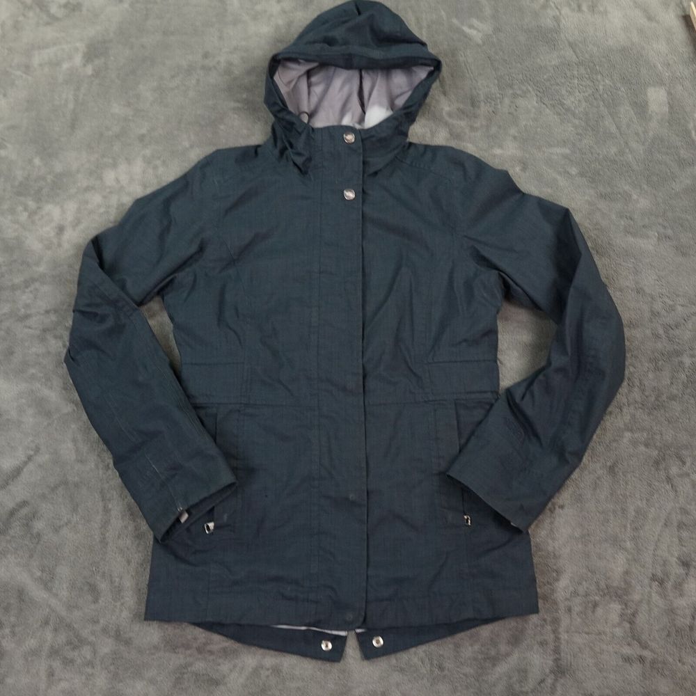 North Face HyVent Jacket Womens XS‎ Gray Blue Plaid 3-1 Shell Only Ski